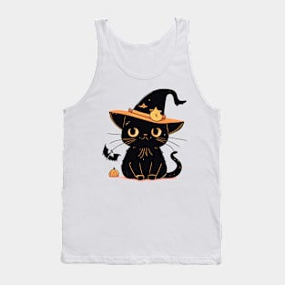 Cute black Halloween kitty in a hat Tank Top